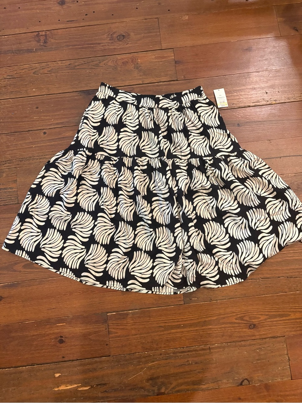 a new day Black and White Swirl Circle Skirt